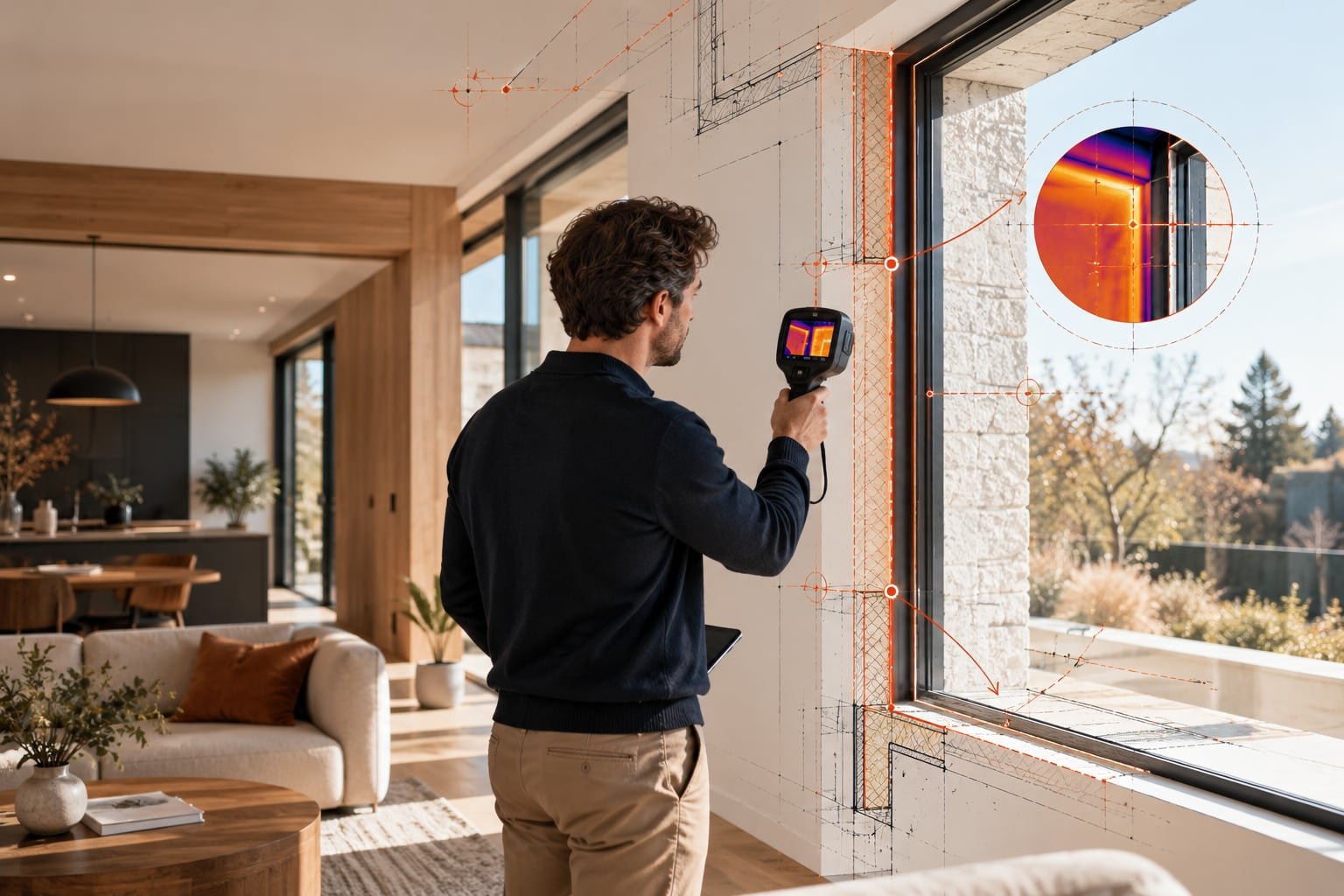 Illustration : inspection thermique d'une baie vitrée avec une caméra infrarouge